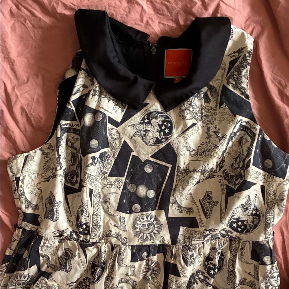 Modcloth Black and White Tarot Print Dress